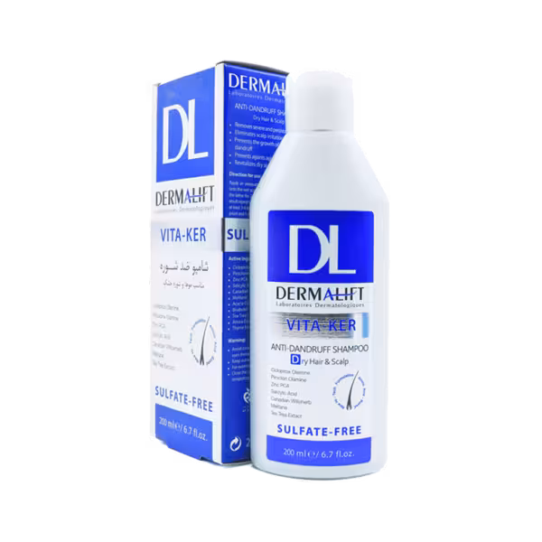 شامپو ضد شوره موی خشک ویتاکر درمالیفت Dermalift Anti Dandruff Shampoo For Dry Hair Vita Ker