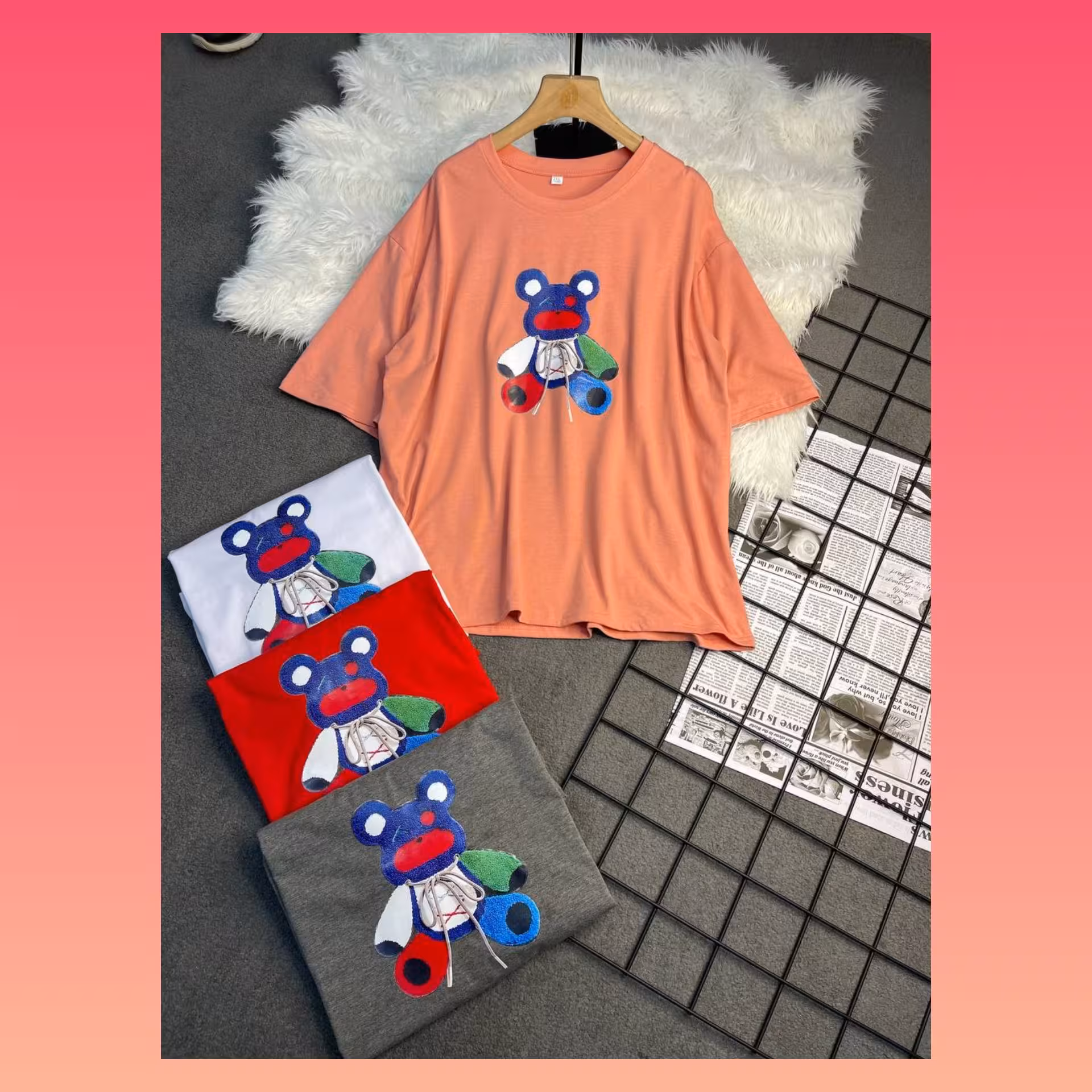 تی شرت لانگ خارجی طرح استیکر کد 04