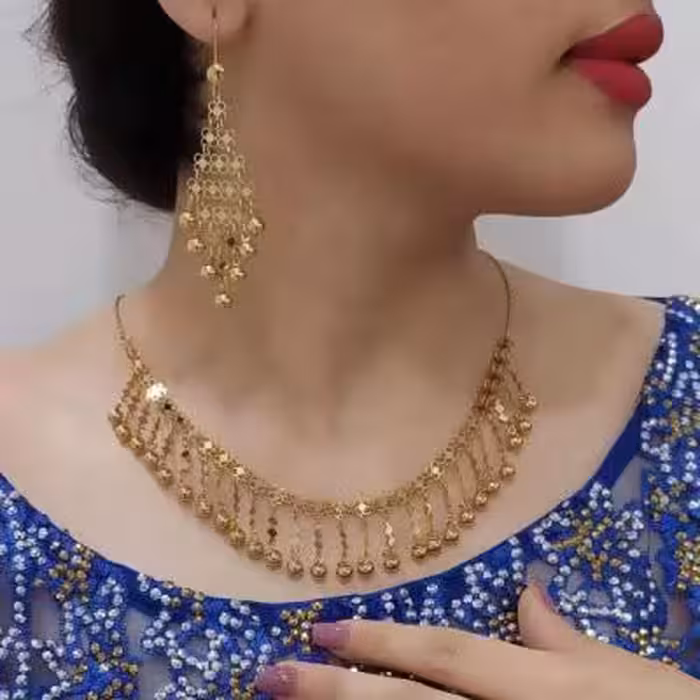 خرید نیم‌ست آلبرنادو جدید | گوشواره و گردنبند City Gold با آبکاری طلا ارسال رایگان