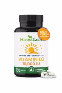 کپسول ویتامین D3 مقدار 10000 IU برند ForestLeaf - بسته 180 عددی