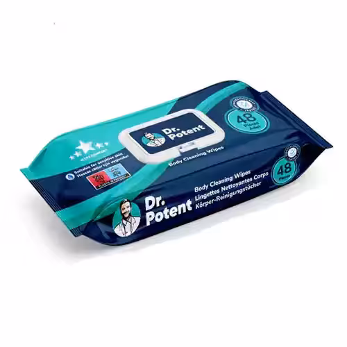 مشخصات، خرید و قیمت دستمال مرطوب دکتر پوتنت Dr Potent بسته 48 عددی ⭐️ ویان مارکت