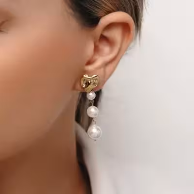 گوشواره مرواریدی مجلسی. استیل با عیار 316 . کد ORG434.