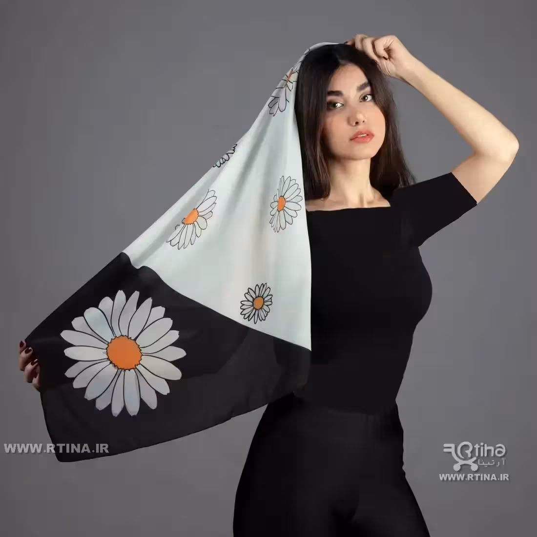 روسری مینی اسکارف بابونه طرح جدید دخترانه و زنانه