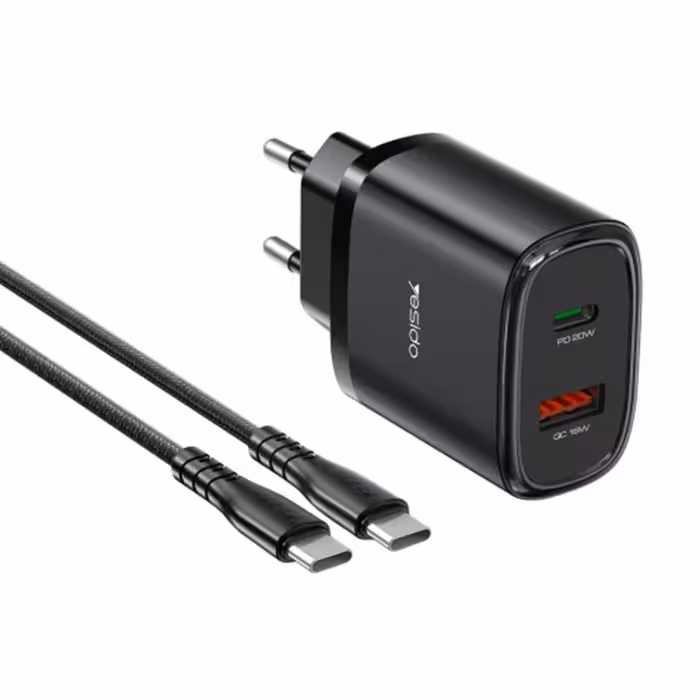 شارژر دیواری 20 وات یسیدو مدل YC50 به همراه کابل PD