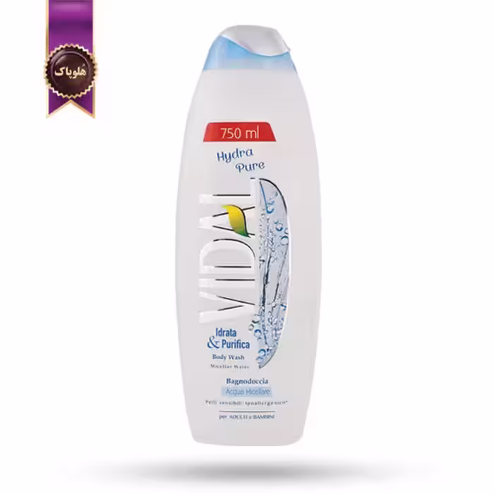 شامپو بدن ژلی ویدال Vidal حاوی آب میسلار Micellar Water حجم 750 میلی لیتر (اورجینال)