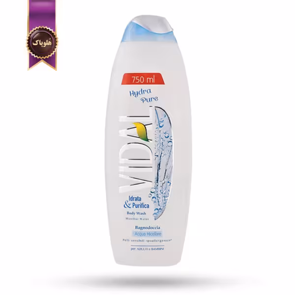شامپو بدن ژلی ویدال Vidal حاوی آب میسلار Micellar Water حجم 750 میلی لیتر (اورجینال)