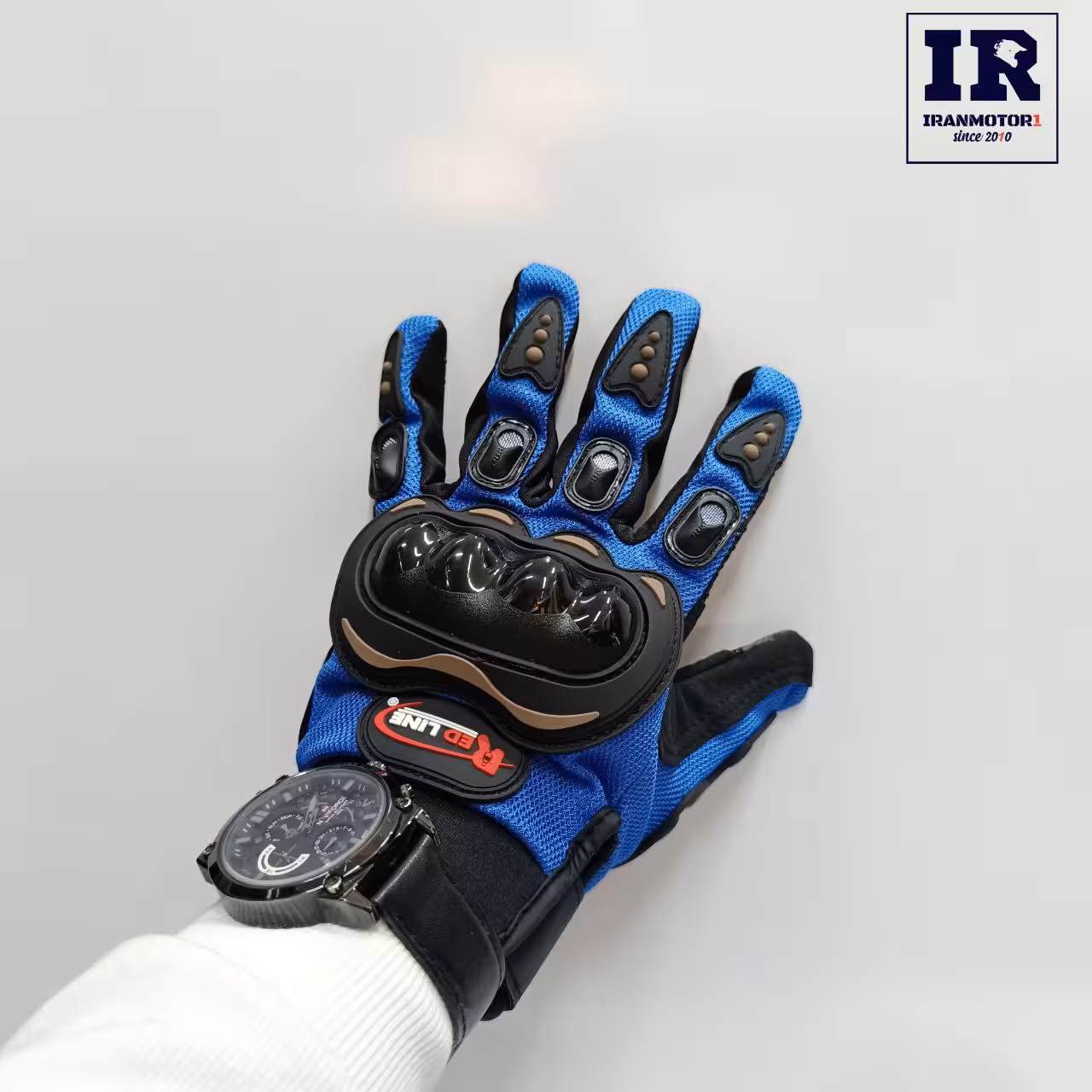 دستکش موتورسواری ضرب گیر دار ردلاین redline آبی