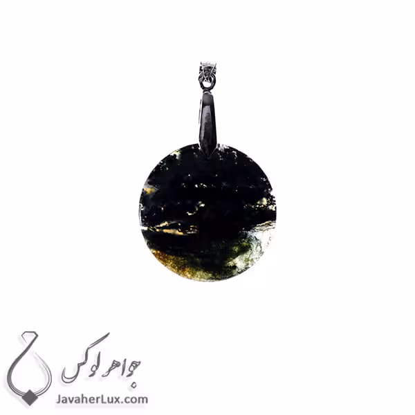 گردنبند سنگ عقیق خزه تراش گرد _ کد : 400232