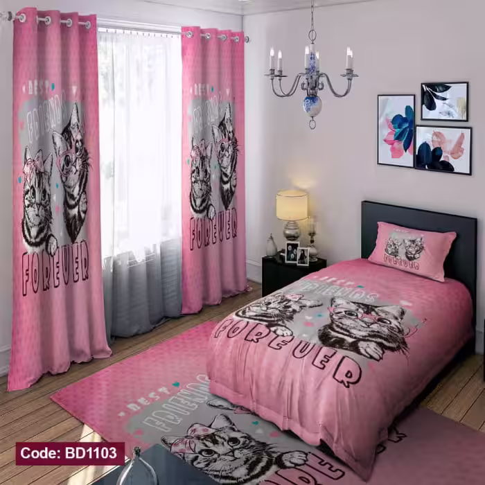 روتختی طرح گربه صورتی کد BD1103