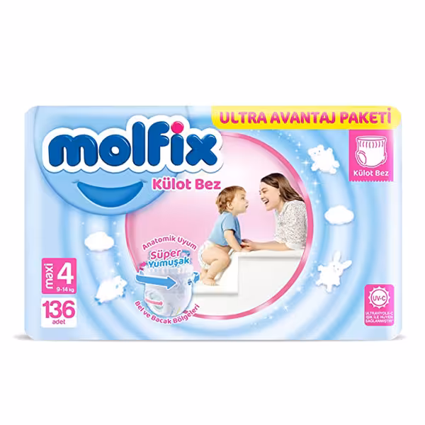 پوشک مولفیکس شورتی سایز 4 تعداد 136 عددی