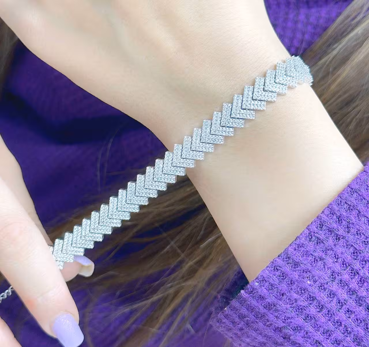 دستبند جواهری نقره زنانه کد 30347