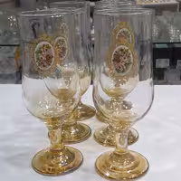 جام لیوانی بلند پایه کوتاه گلدار  بلور کف رنگی شیک جدید خاص