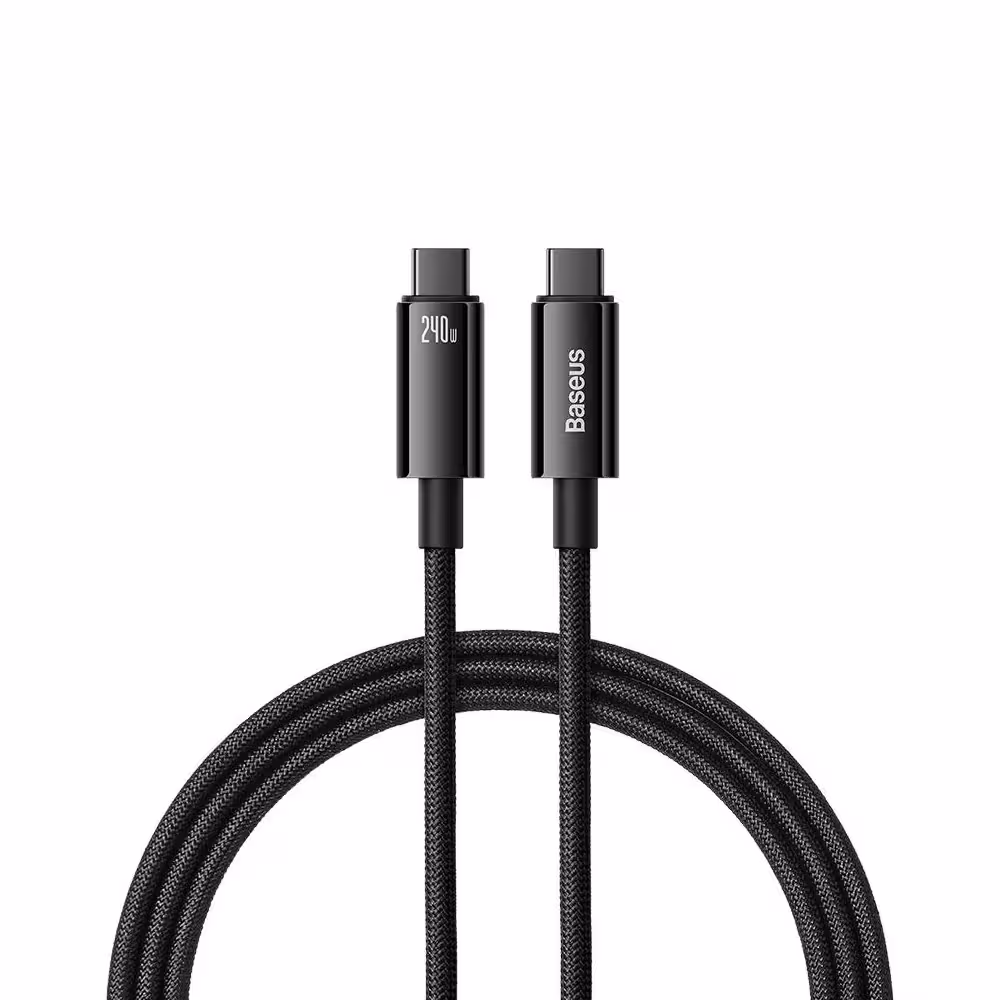 کابل شارژ باسئوس دو سر تایپ سی مدل Baseus Tungsten Gold Type-C to Type-C 240W CAWJ040001