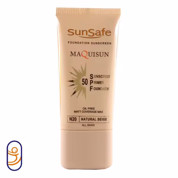 ضدآفتاب کرم پودری و پرایمری SPF50 بژطبیعی N20 فاقد چربی انواع پوست سان سیف