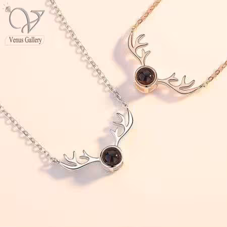 گردنبند به صد زبان دنیا دوستت دارم شاخ گوزنی استیل کد 8480