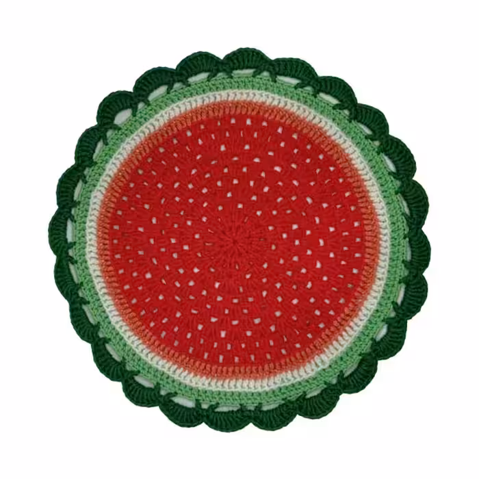 زیربشقابی بافتنی مدل هندوانه کد 2