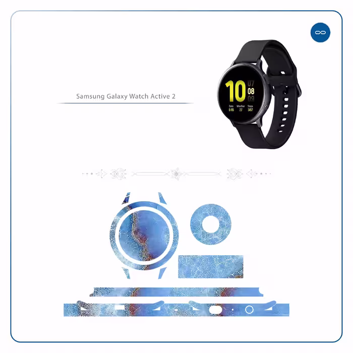 برچسب ماهوت طرح Blue-Ocean-Marble مناسب برای ساعت هوشمند سامسونگ Galaxy Watch Active 2 44mm