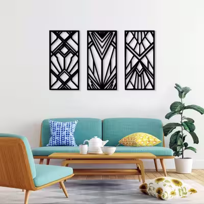 دیوارکوب ماهوت طرح هندسی مجموعه 3 عددی 
