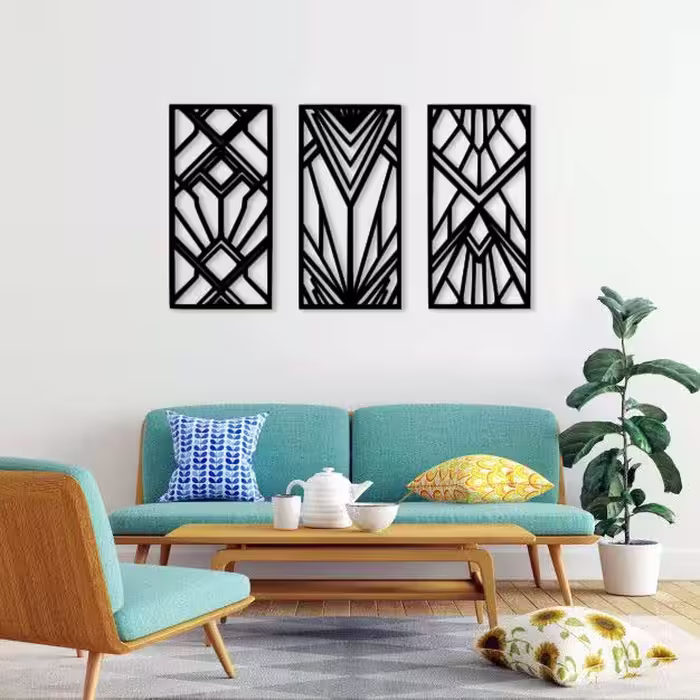 دیوارکوب ماهوت طرح هندسی مجموعه 3 عددی 
