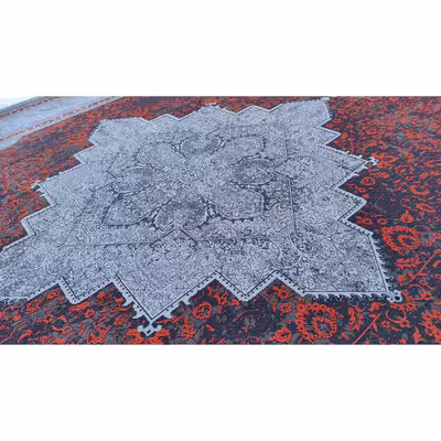 فرش ماشینی زمرد مشهد طرح  وینتیج نقشه هریس