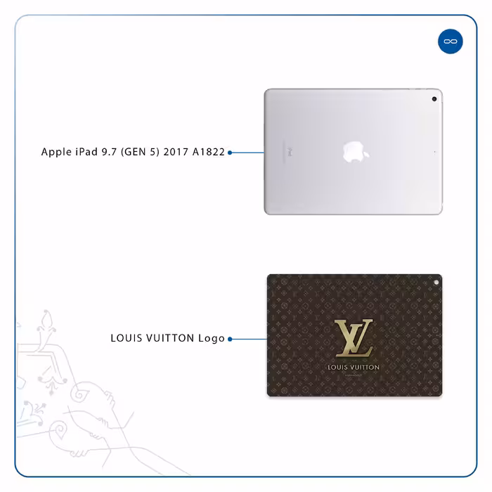 برچسب پوششی ماهوت مدل LOUIS-VUITTON-Logo مناسب برای تبلت اپل iPad 9.7 (GEN 5) 2017 A1822