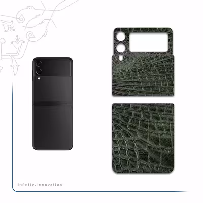 برچسب پوششی ماهوت مدل Green-Crocodile-Leather مناسب برای گوشی موبایل سامسونگ Galaxy Z Flip3 5G