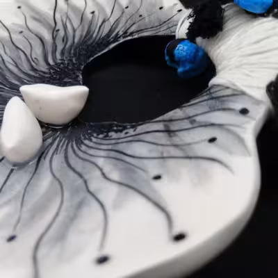 شیرینی خوری سرامیکی هیوا طرح نشان پرنده برجسته دسته دار کد 10999742