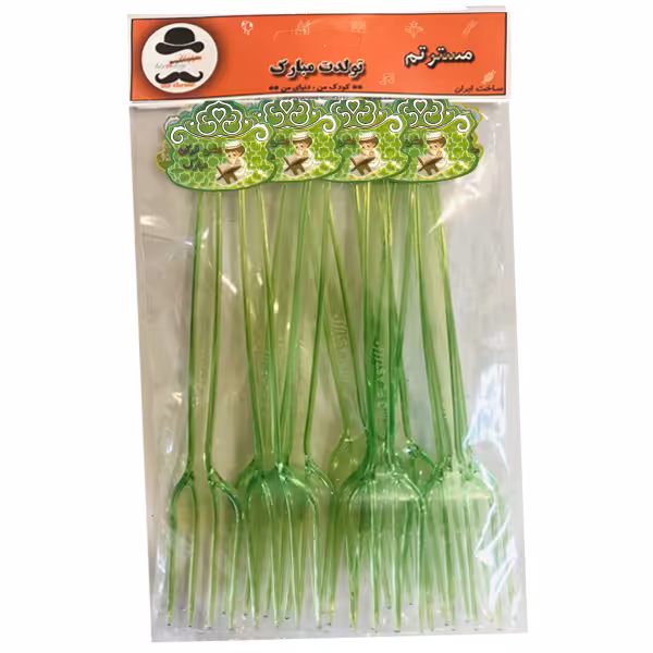 چنگال یکبار مصرف مستر تم مدل جشن قران پسرانه بسته 20 عددی