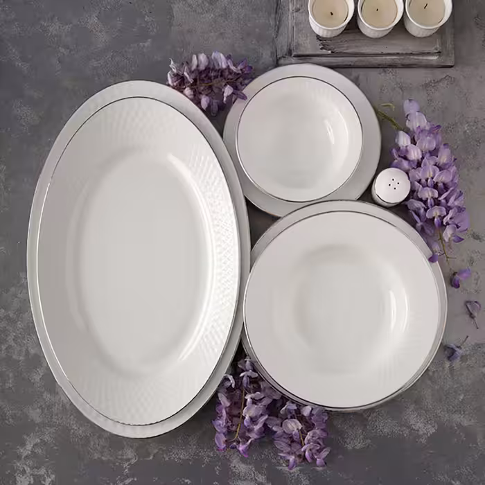 سرویس غذاخوری 102 پارچه چینی زرین ایران سری رادیانس مدل سمن درجه یک