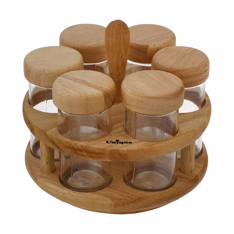 ست جا ادویه 6 پارچه یونیک طرح چوبی مدل 6119A