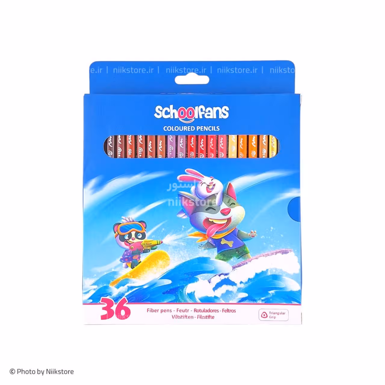 مدادرنگی 36رنگ سه گوش جعبه مقوایی اسکول فنس