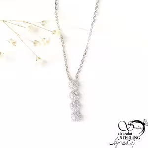 گردنبند نگین دار استوانه ای نقره 925