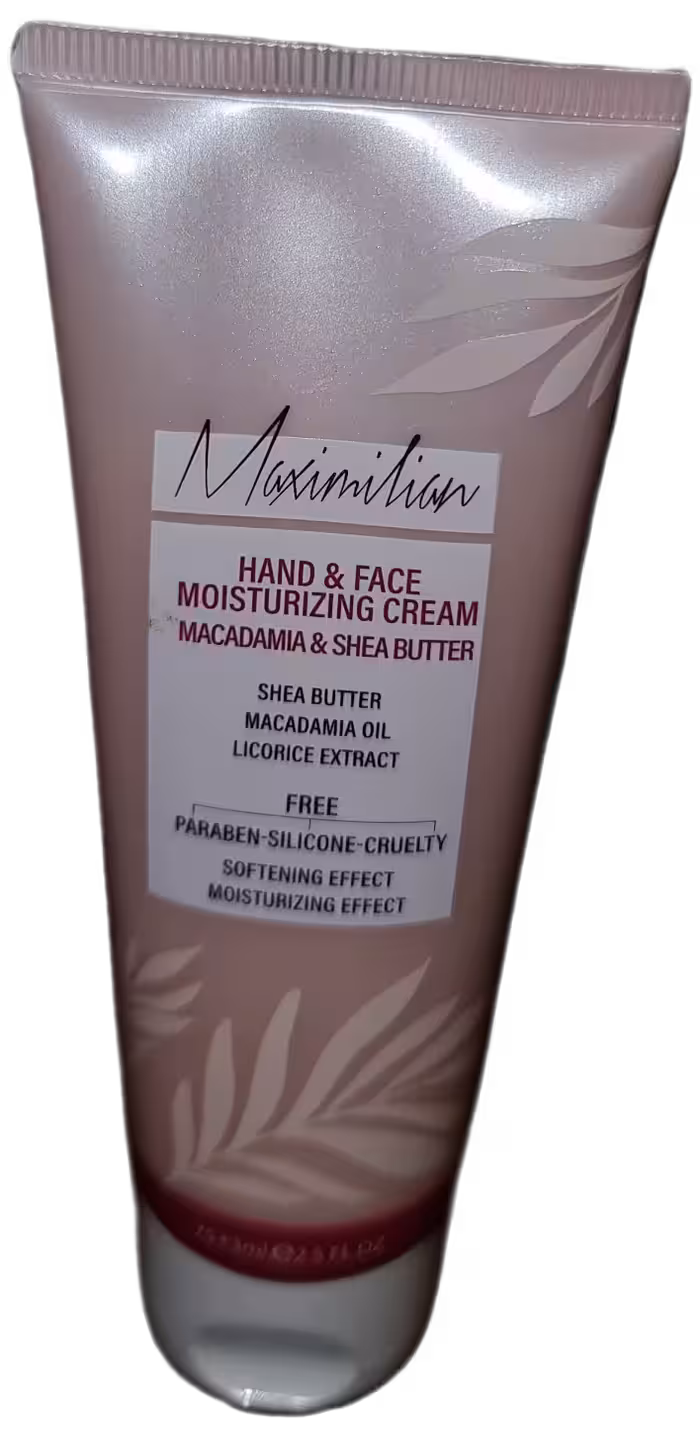 کرم تیوبی مرطوب کننده دست و صورت ماکادمیا و شی باتر برند ماکسیمیلیان maximilian