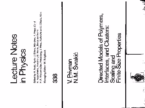 خرید و دانلود نسخه کامل کتاب Directed models of polymers ,interfaces,and clusters; Scaling and finite-size properties