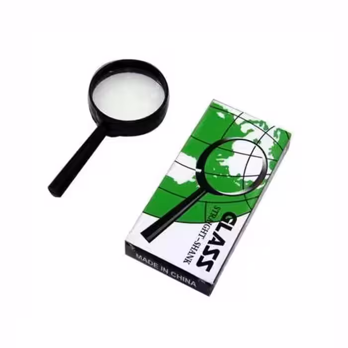 ذره بین گلسGLASS75mm ساخت چین رنگ مشکی جنس پلاستیکی