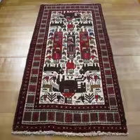 فرش دستباف بلوچ طرح عکسي هوشنگ شاه سایز قاليچه رنگ زمینه كرم رنگ حاشیه كرم کد 39246