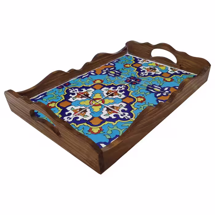 سینی چوبی طرح کاشی