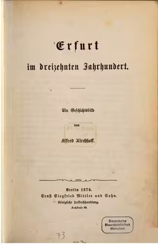 خرید و دانلود نسخه کامل کتاب Erfurt im dreizehnten Jahrhundert. Ein Geschichtsbild