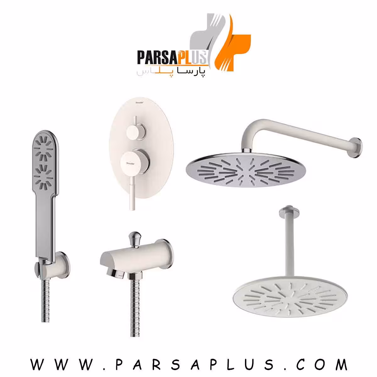 شیر حمام توکار شودر مدل روگن شیری کروم