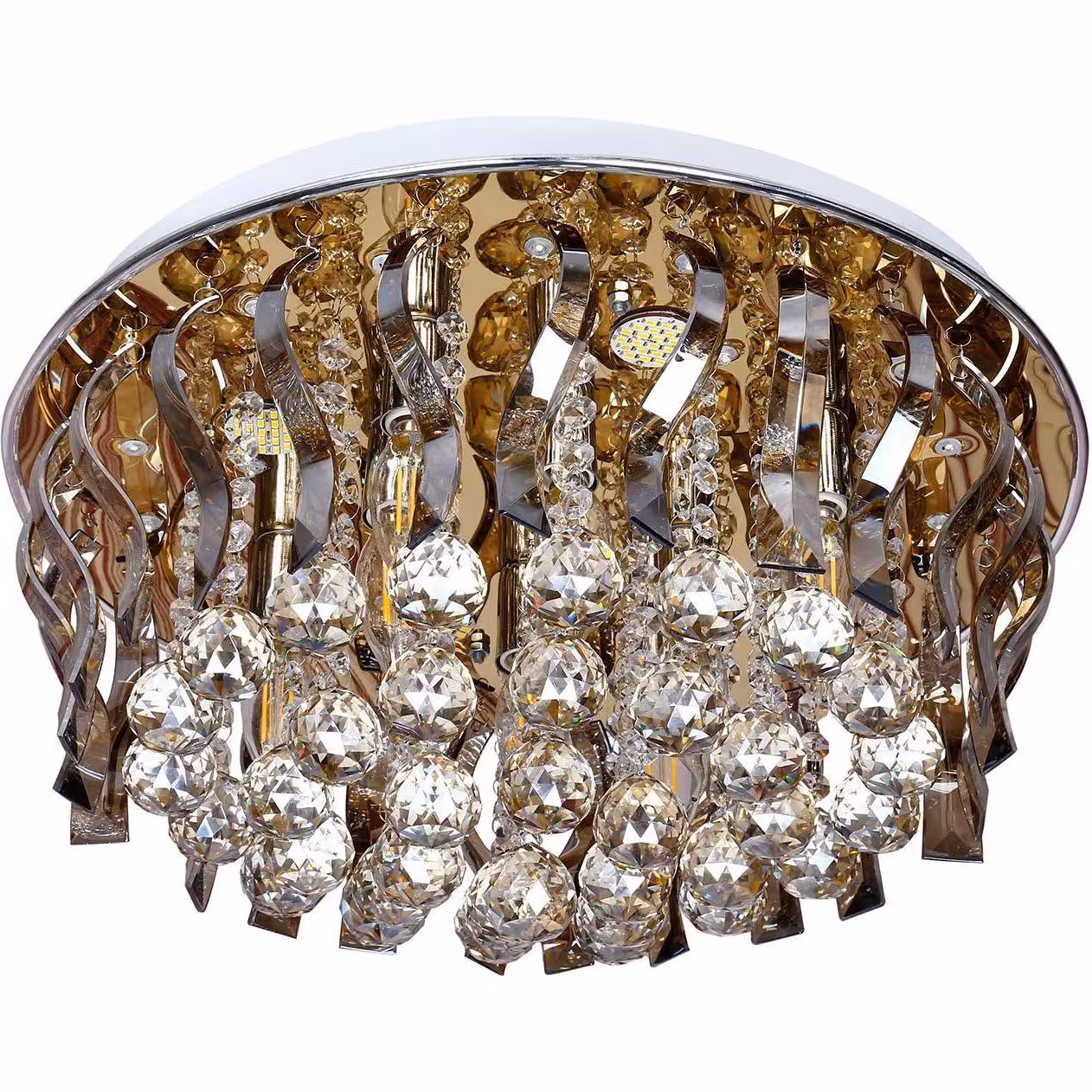 لوستر سقفی 50 گرد طلایی پیزا گوی