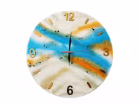 ساعت دیواری رزینی ( طرح آبی سفید طلایی کریستالی) قطر 40 سانتی متر