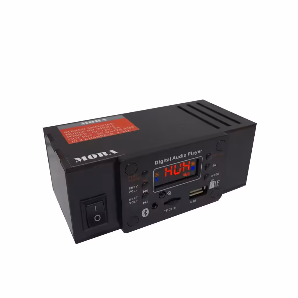 برد بلوتوث و آمپلی فایر باکس دار حرفه ای MR20A با ریموتپخش کننده MP3 بلوتوثی 12V - پنلی ریموت دار