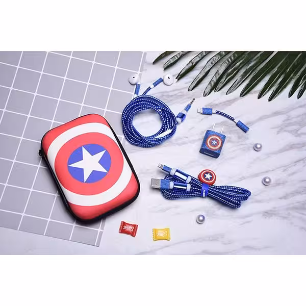 پک محافظ کابل شارژ مرد آمریکا اکلیلی کیف مستطیل American Soldier Usb Cable protector