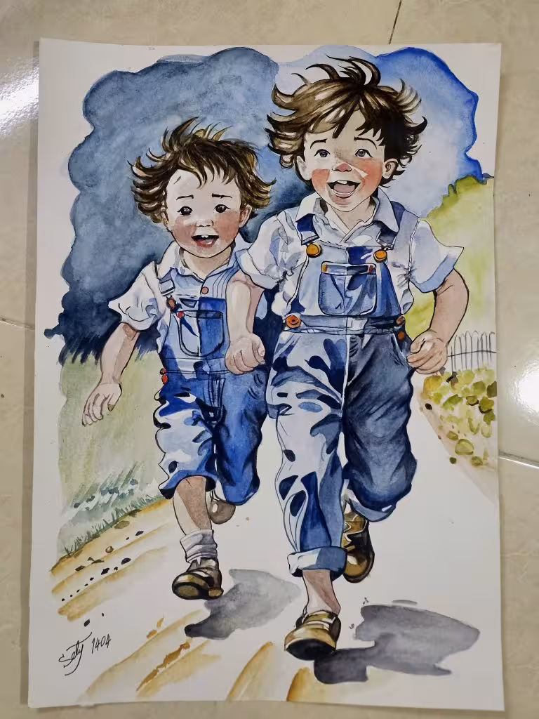 ابرنگ دو بچه خندان