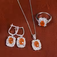 نیم ست عقیق زنانه کد 16893 - جواهری مشاهیر