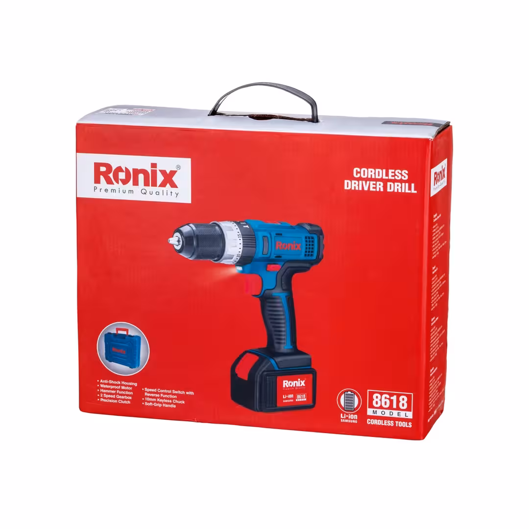 دریل پیچ گوشتی شارژی 18 ولت رونیکس مدل 8618