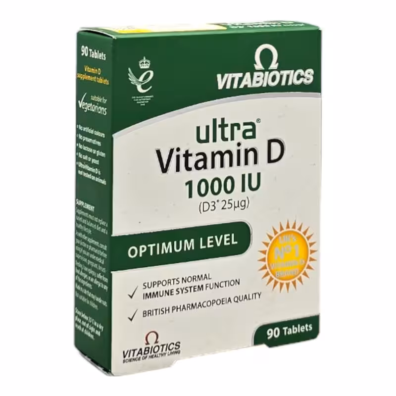 قرص اولترا ویتامین د3 ویتابیوتیکس 1000 واحد 90 عدد