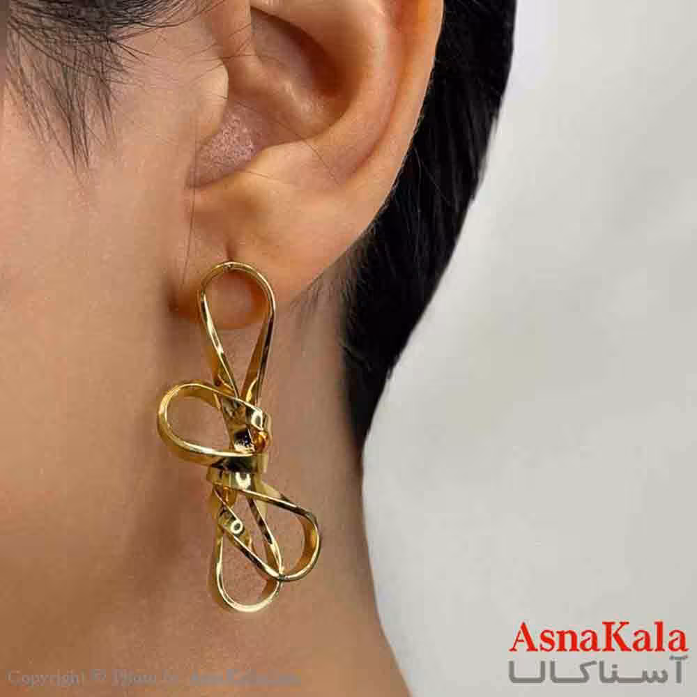 گوشواره دفرمه دخترانه چندپیچ فشن رنگ طلایی کد GSH151659W