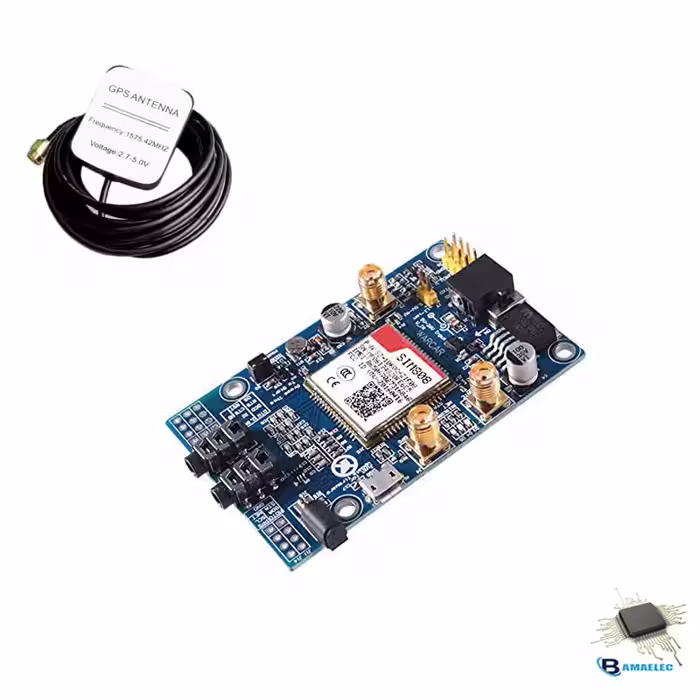 برد SIM808 به همراه آنتن GSM و آنتن اکتیو GPS