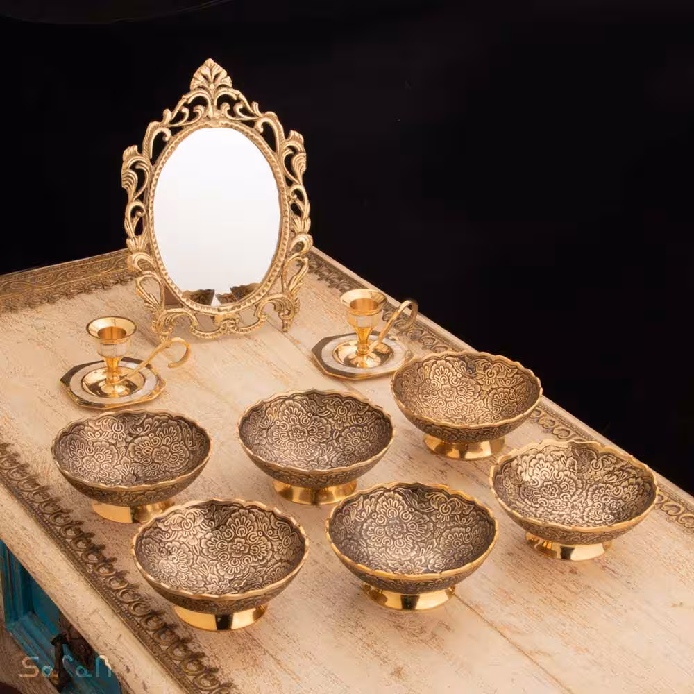 ست هفت سین برنجی طلایی کد 1103